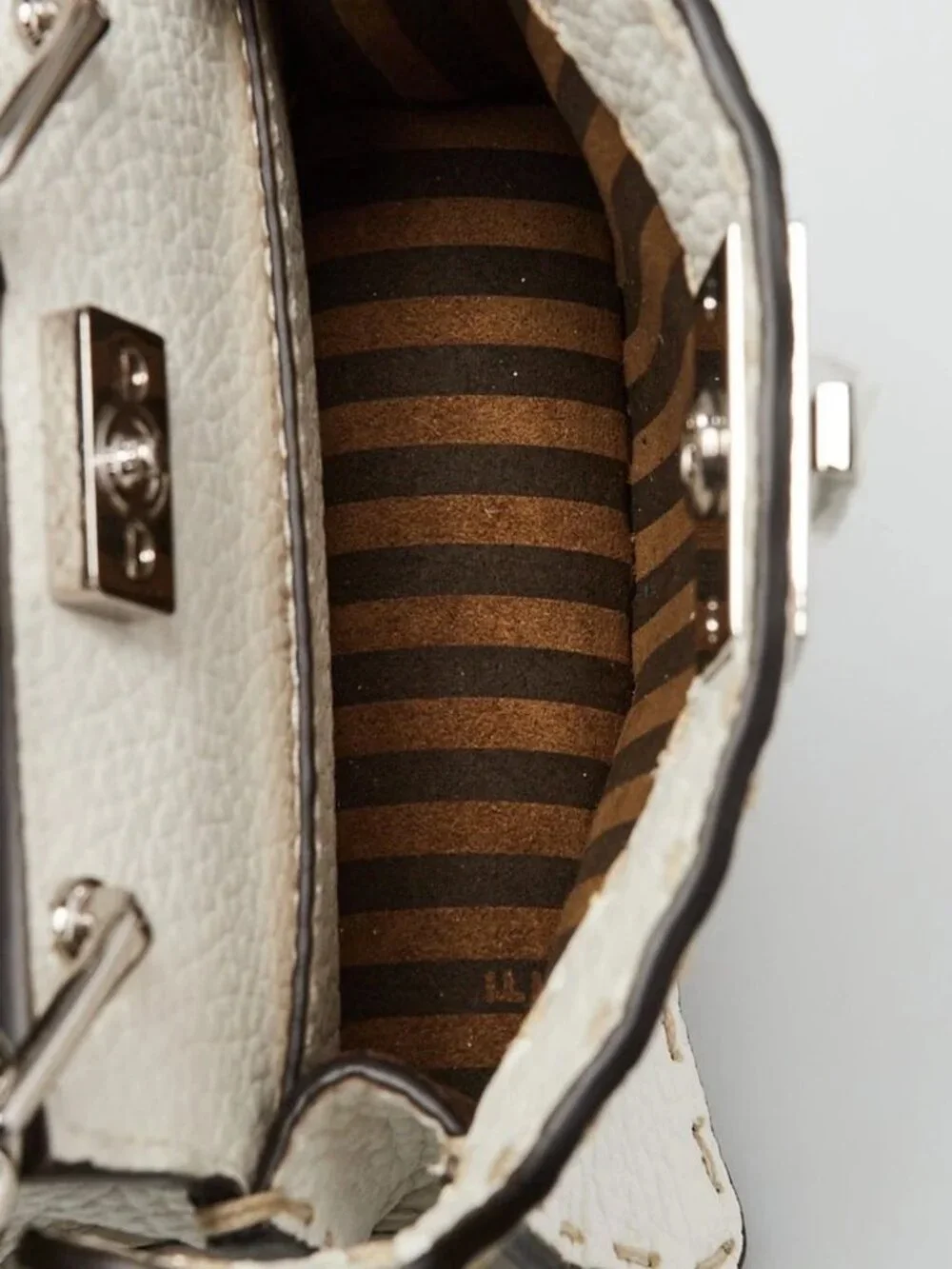 Fendi White Selleria Leather/Snakeskin Nano Peekaboo Maxi Handle Bag - 7AS106 - Picture 7 of 12